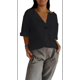 thumbnail image 3 of Camisa de para Mujer, Cuello en V, Botones, Blusa , Mangas 3/4, Informal, Holgada, Estilo Túnica, Camisetas de Verano. Negro XL, 3 of 8