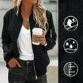 thumbnail image 2 of Meichang Bomber Jacket Women Zip Up Long Sleeve Lightweight Jacket Fall Waterproof and Windproof Casual Lined Jackets Outerwear with Zipper Pocket, 2 of 9