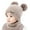 Khaki, variant on Funie 1 Set Baby Beanie Hat Scarf Solid Color Knitted Boys Girls Windproof Fluffy Pompom Children Cap Set for Outdoor