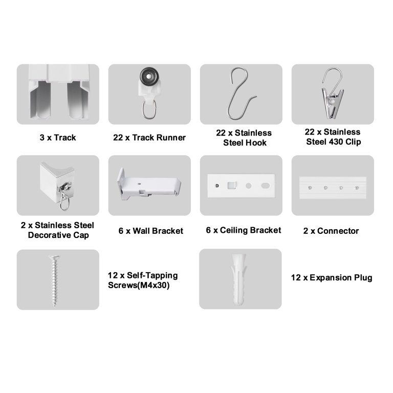 KFFKFF Wall/Ceiling Curtain Rail Set, 8.9 Feet photo 8