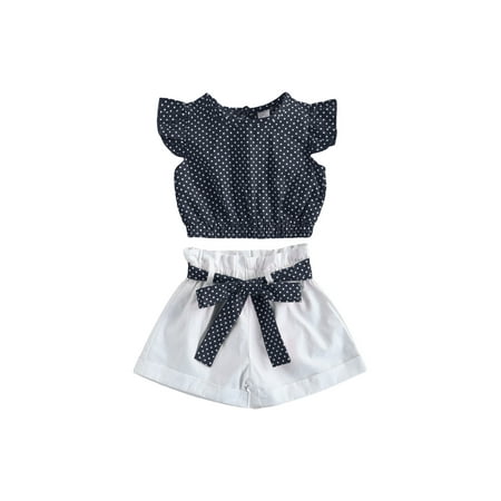 

Toddler Kids Girl Shorts Set Polka Dot Sleeveless Tops+Shorts Outfits