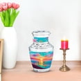 thumbnail image 7 of JAGASY Beach Small Urn for Ashes Adult Female, Teal Keepsake Urns for Human Ashes, Ocean Beach Sunset Orange Yellow Clouds Decorative Urns, Tiny Funeral Urn for Mother & Father, (3 Inch), 7 of 7