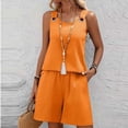 thumbnail image 1 of TaTaai Women Solid Color Spaghetti Strap Crew Neck 2 Piece Set Sleeveless Top Shorts Loose Fit Lightweight Breathable Machine Washable No Fading Daily Casual Street Summer Wear Gift, 1 of 5