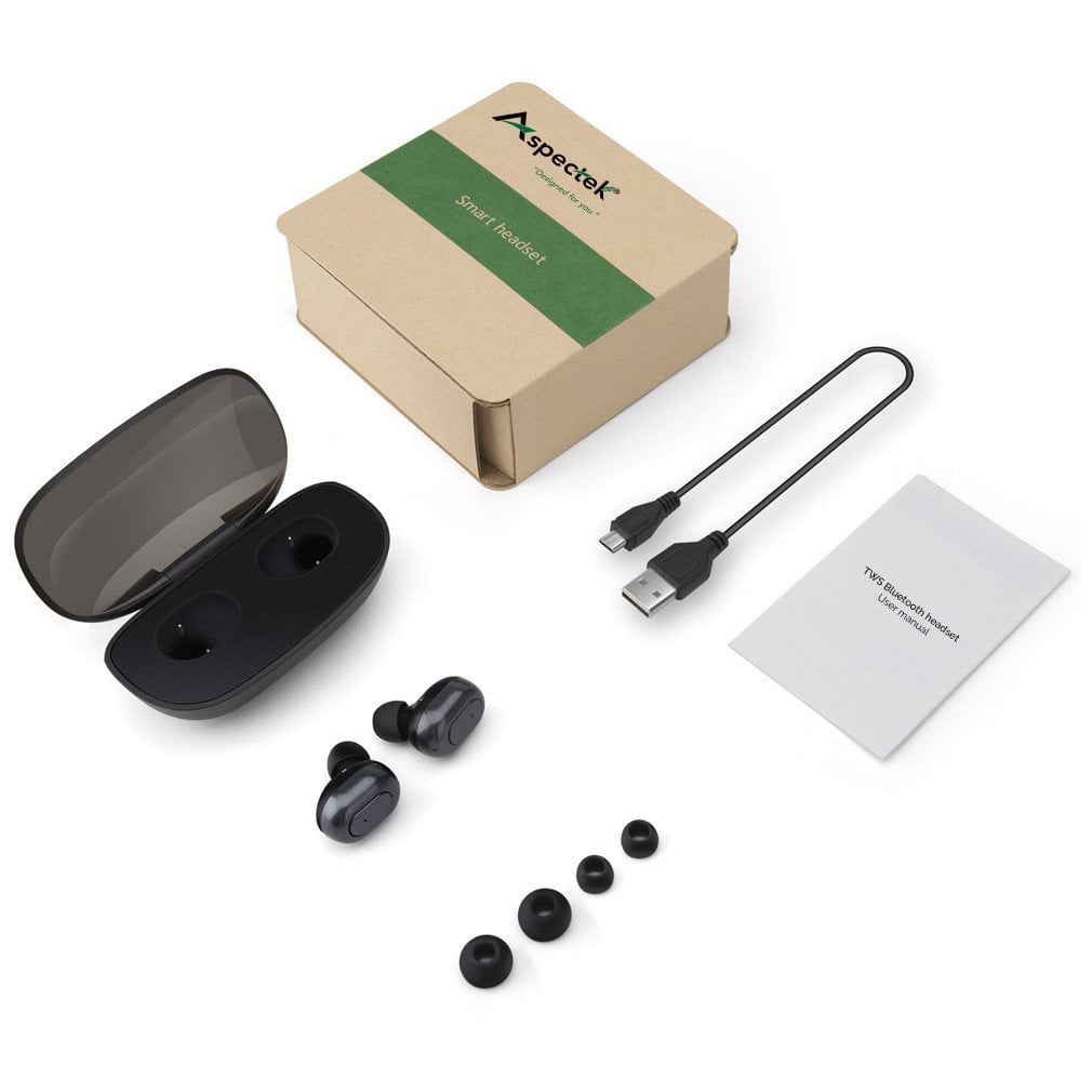 Mini Wireless Earbuds Bluetooth Earpiece Headphone - Noise Cancelling Sweatproof Headset with Microphone Built-in Mic and Portable Charging Case,Balanced, Bass Boost