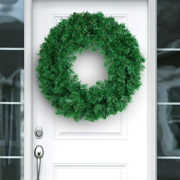 Green Christmas Wreath for Front Door, 12 inch DIY Plain Wreaths for Xmas Wreath Decor, Wall Hanging Front Door Artificial Christmas Wreaths Making Supplies for Outdoor Indoor Decoration