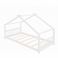 thumbnail image 4 of Twin Size Wood Platform Bed Frame with Roof, No Box Spring, White for Bedroom, 4 of 10