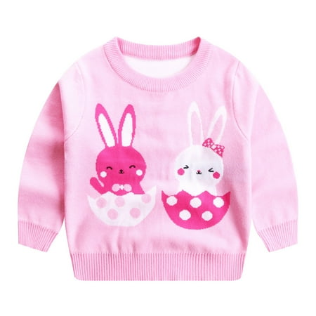 

TIREOW Trendy Sweaters for Children s Cute and Beautiful Easter Outfit Toddler Boy Girl Rabbit Bunny Sweater Tops Casual Comfortable Sweater