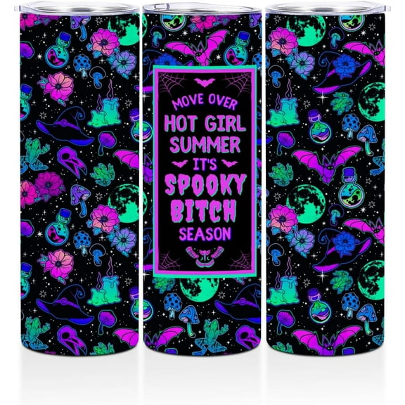 20oz Stainless Steel Tumbler Horror Halloween Straight Skinny Water Bottle Gothic Witch Movie Travel Coffee Mug Insulated Tumblers Cups Witchy Gifts for Girls Friend Sisters Aunt Birthday Holiday
