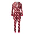 thumbnail image 1 of Mono largo para dormir en el hogar para mujer, pijama de manga larga con cremallera y capucha abigarrada con patrones navideños, 1 of 4