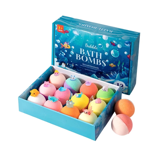 Natural Sea Spa Fizzy Bath Bombs Set with Aromatherapy for Relaxing Color Changing Theme Experience