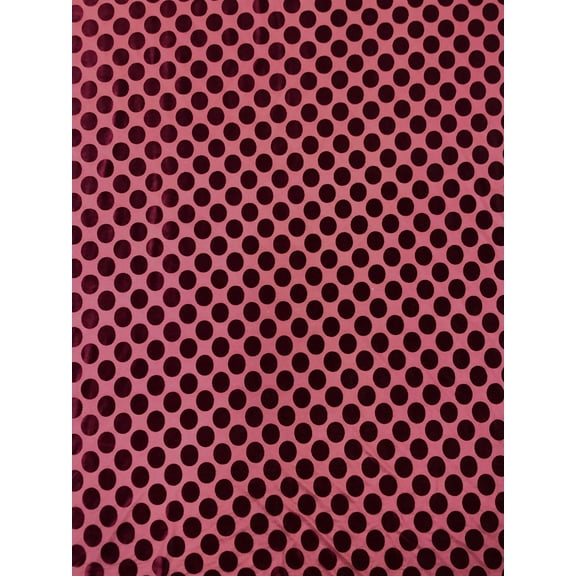 1.5 Inch Circles on Burnout Out Velvet Polyester Spandex Fabric by The Yard (Burgundy)
