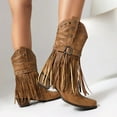 thumbnail image 3 of SACFOF Cowboy Boots for Women Cowgirl with Fringe Star Studded Pointed Toe Chunky Heel Pull-On Western Country Boot, 3 of 6