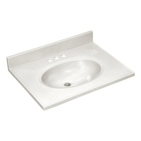 Bowery Hill Marble Single Bowl Vanity Top Solid Ivory Swirl 25Inch