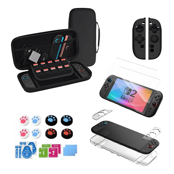 Kit Accesorios Funda Para Nintendo Switch 2 Estuche+ Mica Xtellar Negro