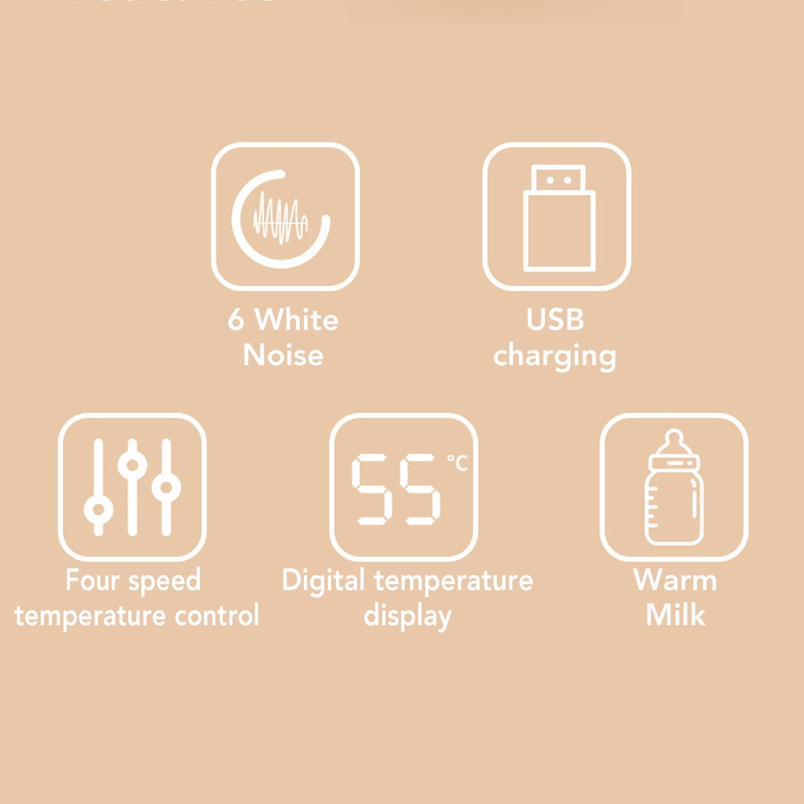 Nieyigj 2 in 1 White Noise Milk Warmer Portable Sleeping Device Wireless Baby Bottle Warmer with 5800mAh Built-in Battery Digital Display and 4 Temperature Levels for Home Office Travel Use White