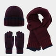thumbnail image 4 of Bibifish 3pcs Knitted Hat Scarf Glove Sets For Men Women Retro Style Beanie Hat Scarf Gloves Styling Winter Outdoor Cold Weather Warm Accessory Sets, 4 of 4