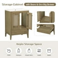 thumbnail image 4 of EUROCO 24" Bathroom Vanity without Sink, Base Only, Rattan Cabinet with Doors and Drawer, Solid Frame and MDF Board, Natural, 4 of 9