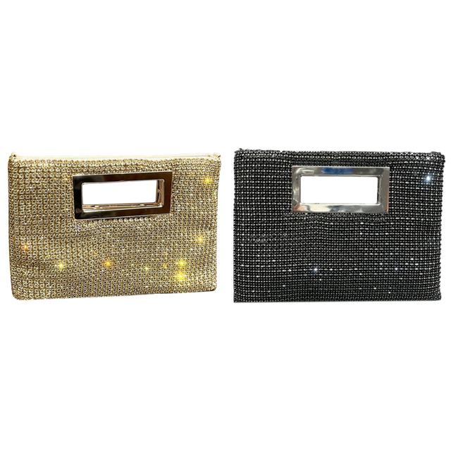 Bolso Noche para Mujer Con Hombro Cadena Y Mano Diamantes Imitación (dorado)