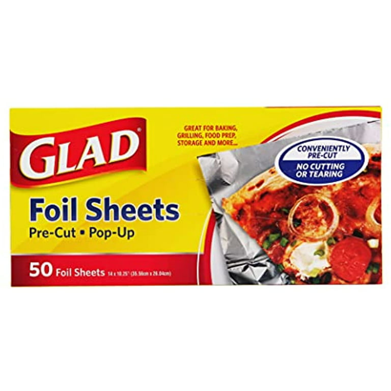 Glad Pre-Cut Pop Up Aluminum Foil Sheets For Baking, Grilling, And