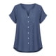 thumbnail image 4 of Craaazy Women's Relaxed Fit V Neck Blouse, Solid Color Short Sleeve Lace Trim Top, Loose Comfy Summer Tee for Work & Weekend Gifts, 4 of 9