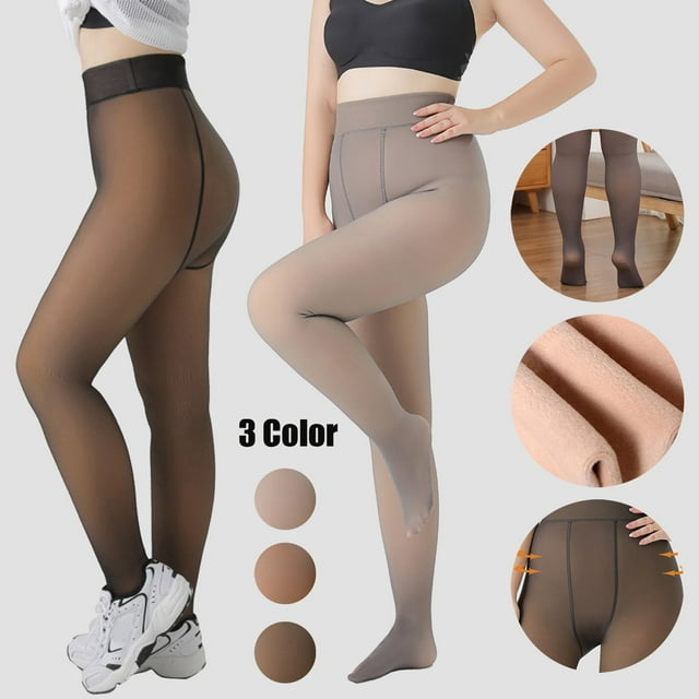 MSJUHEG Collants Résille, Collants, Collants Chauds, Collants Doublés en Molleton pour Femmes, Bas, 2 Tailles de Bas Viande Plus Collants de Base Paires Collants Noirs 2 Taille Unique