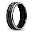 thumbnail image 5 of Grey Titanium Ring Band Wedding Grooved Diamond Round, 5 of 7