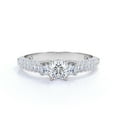 thumbnail image 3 of JeenMata 1 Carat Round Cut Lab Grown Diamond Classic Three Stones Engagement Ring - Vintage Style Micro Pave Wedding Ring in 18K White Gold Plating for Women, 3 of 8