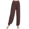 thumbnail image 2 of felwors Womens Modal Cotton Soft Yoga Sports Dance Harem Pants Coffee, XXXL, 2 of 8