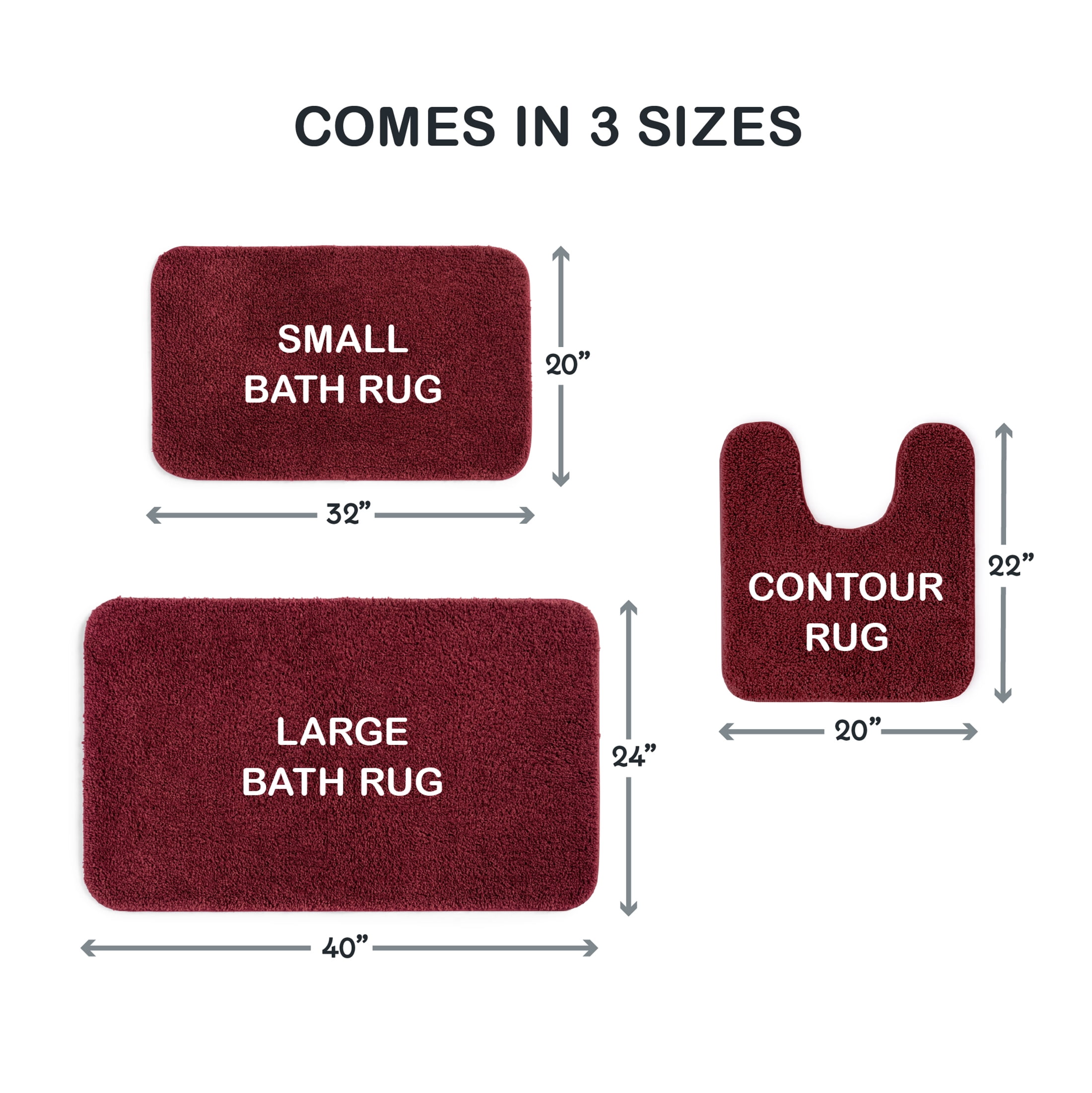 Mainstays Basic Polyester Contour Bath Rug, Red, 20" x 22"