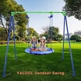 thumbnail image 5 of YACOOL Saucer Swing Set with Frame, Heavy Duty A-Frame Metal Swing Stand and Adjustable Hanging Rope, Strong UV Resistance Round Swing 440lbs Swing Set for Backyard Playground Park, 5 of 6