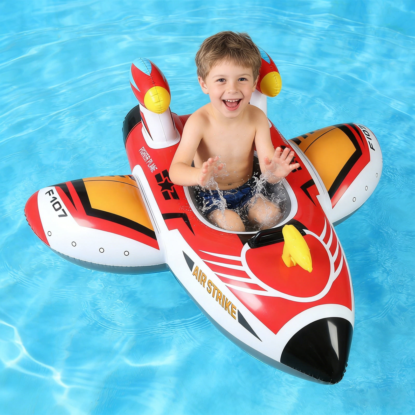Baby Inflatable Pool Float Swimming Float Boat with Steering Wheel Horn for Kids Toddlers Age 1-4 Boys Girls Inflatable Ride-ons Summer Pool Swim Ring Beach Supplies Baby Float