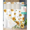 thumbnail image 2 of No Hook Shower Curtain with Snap-in Liner, Orange Sunflower Waterproof Fabric Bathroom Curtains, Retro Country Bee Watercolor White Bath Curtains & Mesh Top Window 72"x78" Long, 2 of 6