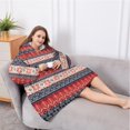 thumbnail image 5 of Oversized Wearable Blanket Hoodie,Red and Blue Christmas Knitted Pattern Sherpa Blanket Hoodie with Super Pockets,Super Warm Fuzzy Pullover for Women & Men, 5 of 6