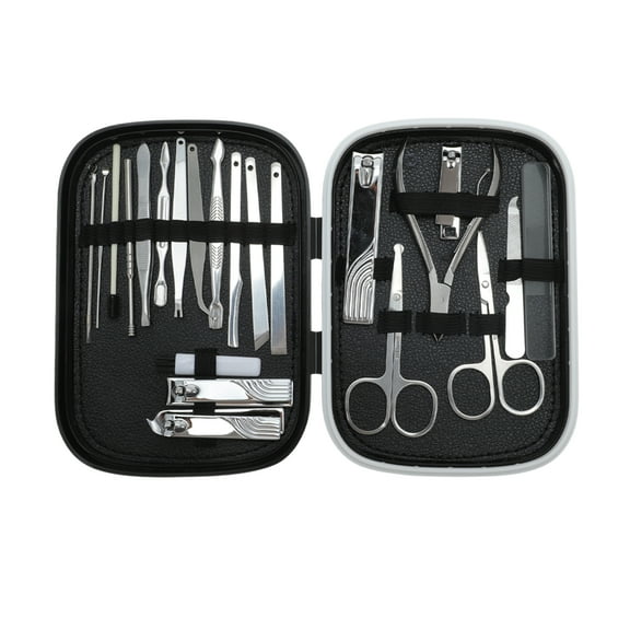 Unique Bargains 22-piece Set Portable Nail Clipper Kit Silver Tone for Women for Men