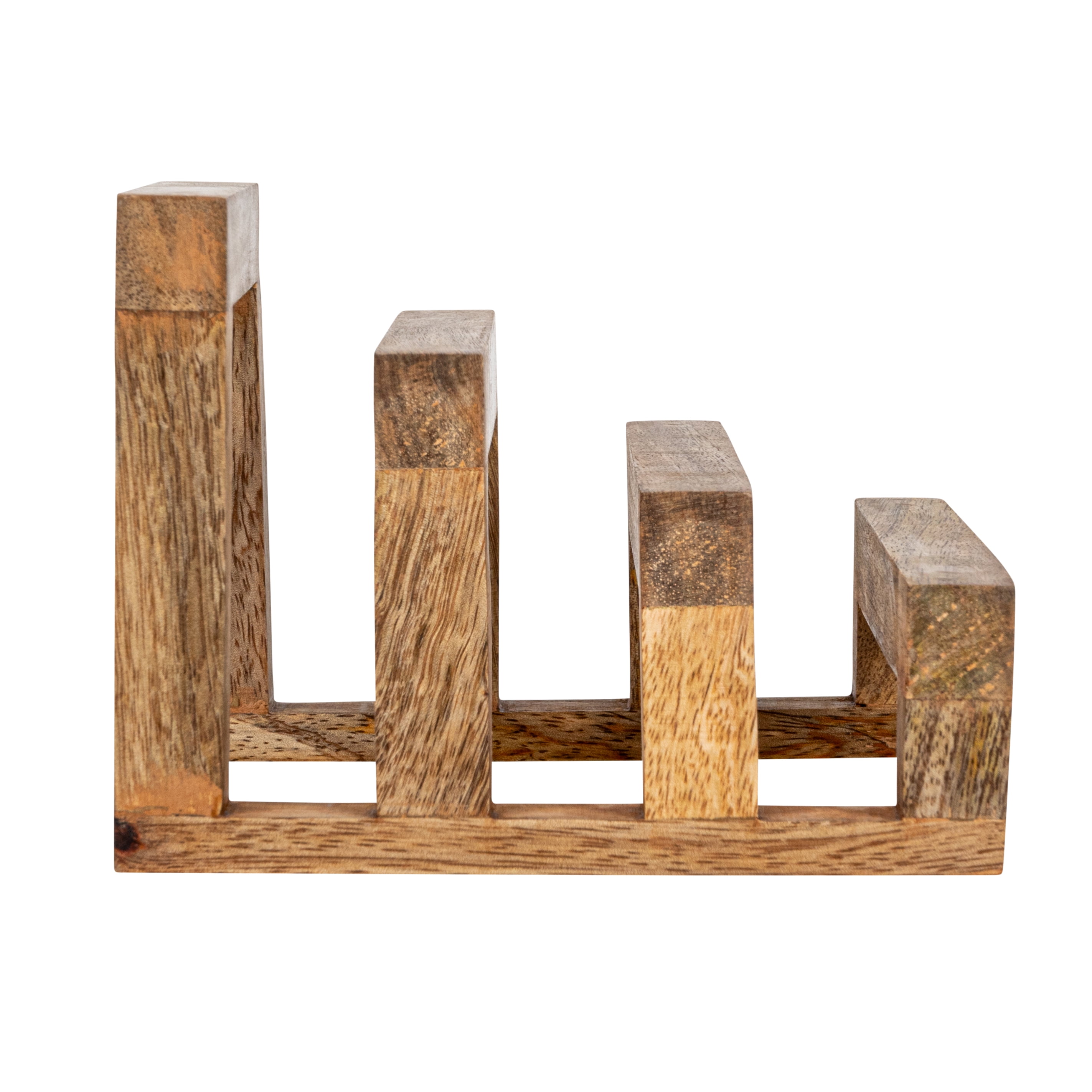 Creative Co-Op 6 Inches Mango Wood Cutting Board Stand with 3 Sections for Kitchen, Natural