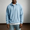 thumbnail image 5 of Knit Polo Shirts Mens Long Sleeve Casual Polo Sweaters Shirt Waffle Textured Collared Sweater Light Blue S, 5 of 7
