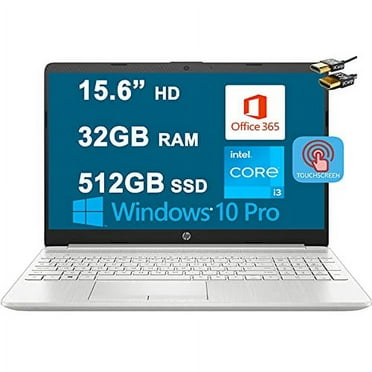 HP Business 15 Laptop 15.6" Diagonal HD Touchscreen 11th Gen Intel Core i3-1115G4 (Beat i5-8265U) 32GB RAM 512GB SSD Intel UHD Graphics USB-C Office365 Win10 Pro   HDMI Cable