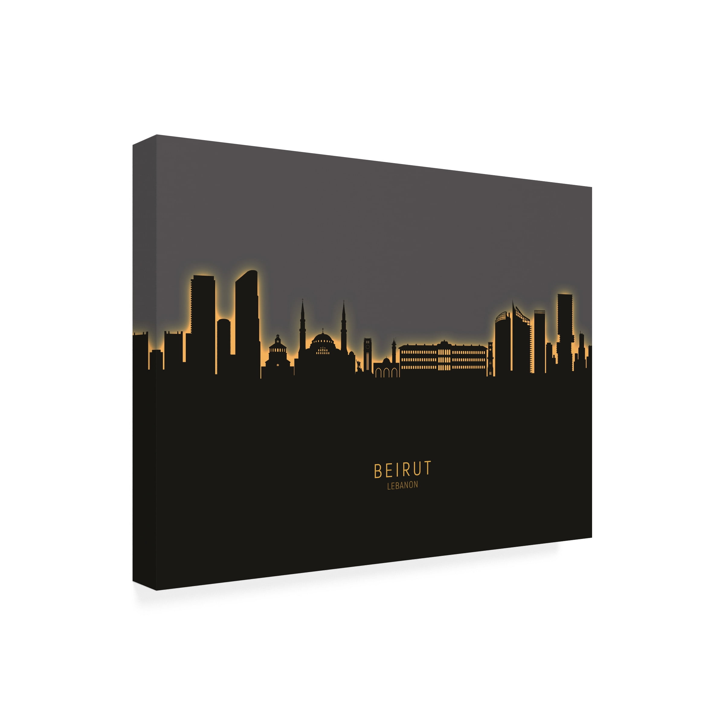 Michael Tompsett 'Beirut Lebanon Skyline Glow II' Canvas Art