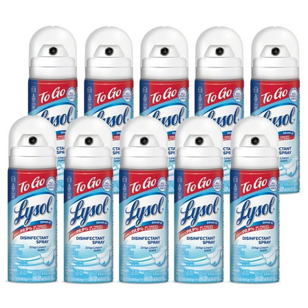 LYSOL Disinfectant Spray - `To Go` - Crisp Linen, 1.5 Oz (Pack of 10)
