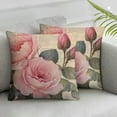 thumbnail image 2 of COMIO  Decorative Romantic Rose Flower Pillow Cover Vintage Shabby Chic Peach Pink Rose Floral Cushion Cover Square Pillowcase for Sofa Bedroom Car Set of 2 (Pink Rose), 2 of 6