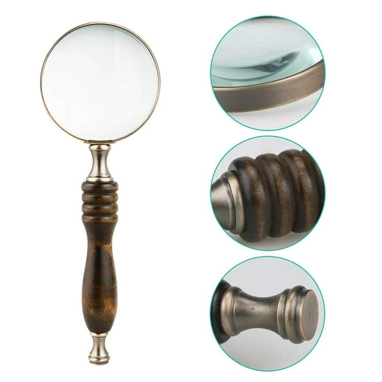 Antique Style Magnifying Glass W Wood Turned Handle – Early Home Decor