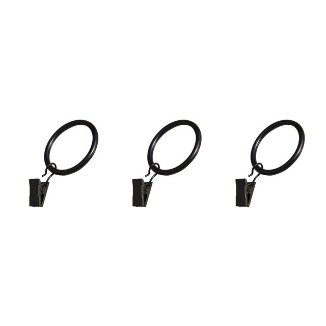 jesticaly 10 Pcs Rustproof Curtain Rings Home Decoration Shower Curtain Rings Clamps Drapery Clips Bath Curtain Rod Clips Window Accessoy Black 3.5mm*25mm 3Set
