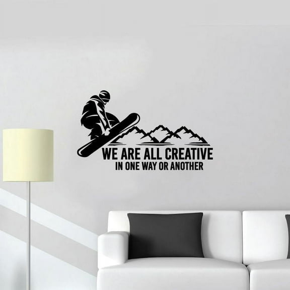 We Are All Creative In One Way Or Another SnowBoarding Quote Vinyl Wall Sticker Art Decal Girl Boy Kid Room Design Bedroom Winter Sport House Home Decor Wall Sticker Vinyl Decoration Size (22x30 inch)