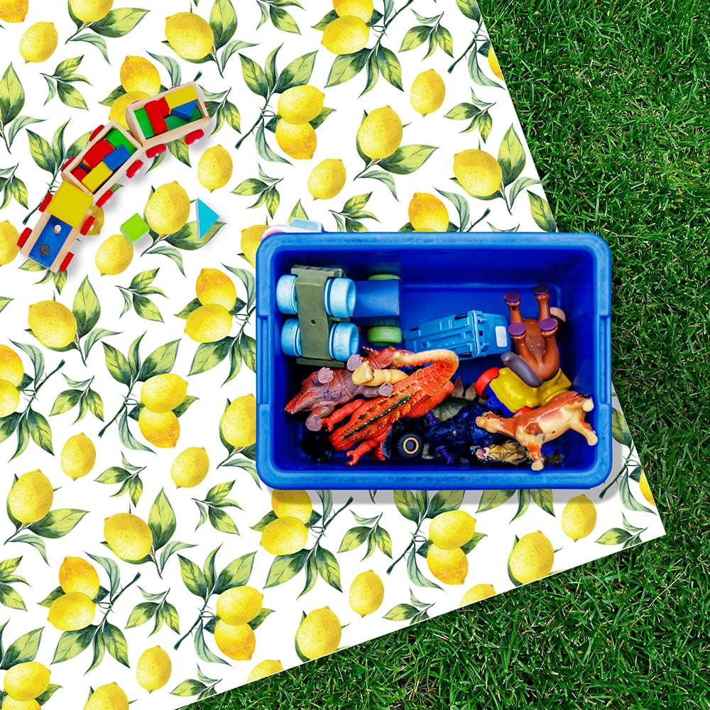 Con-Tact Brand Yard Goods Vinyl Fabric with Flannel Backing, Pre-Cut Fruits & Lemons, 60 in. x 72 in.