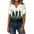 thumbnail image 6 of Stamzod Tops for Women Trendy Short Sleeve Halloween Shirt Dressy Casual V Neck Blouses Work Shirts, 6 of 9