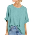 thumbnail image 1 of Camiseta informal holgada de manga corta para mujer: mezcla de algodón, diseño estampado, versátil para fiestas y uso diario (tallas S-XXL), 1 of 4