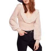 Free People Womens Macaroon Pullover Sweater, Beige, X-Small