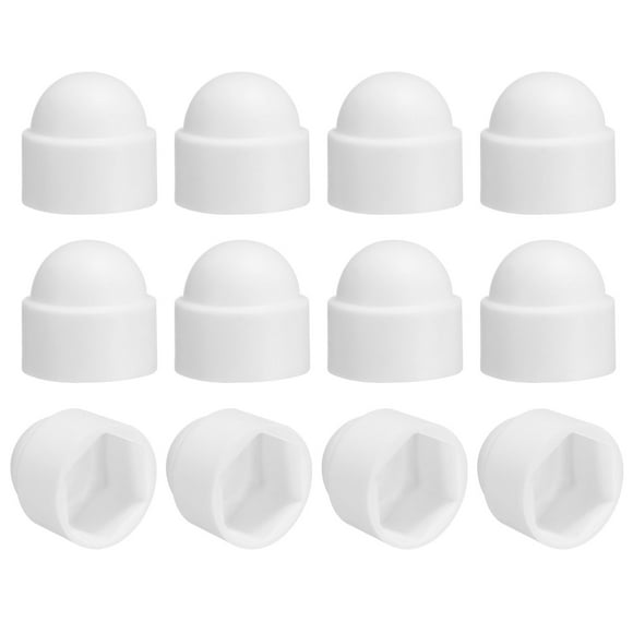 Cubierta de Tuerca Hexagonal de 12 Paquetes, Capuchón de Protección de Plástico M10x17x20mm para Tornillos de Muebles de Interior y Exterior, Decoración de Tornillos Automotrices, Blanco