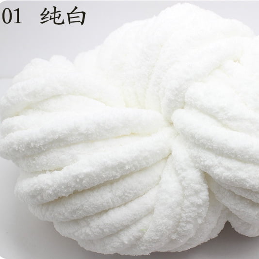 Xiao Hua Hilo de chenilla súper suave y cálido de 250 g para manta de punto, ideal para tejer y hacer crochet, color blanco.