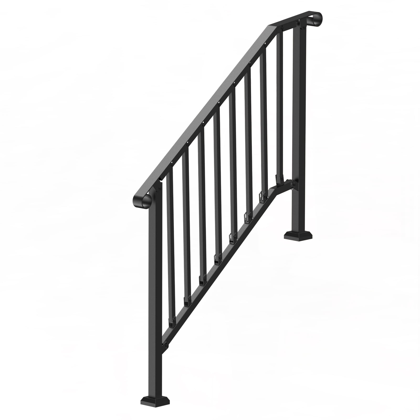 VEVOR Handrails for Outdoor Steps, 3-4 Step Stair Hand Rail Kit, Transitional Carbon Steel Railings with Installation Kit, Stair Rails for Seniors, Concrete Steps & Porch & Deck, Black Retro Arch